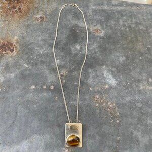 Tiger's Eye stone Sterling Silver Necklace 15.5"